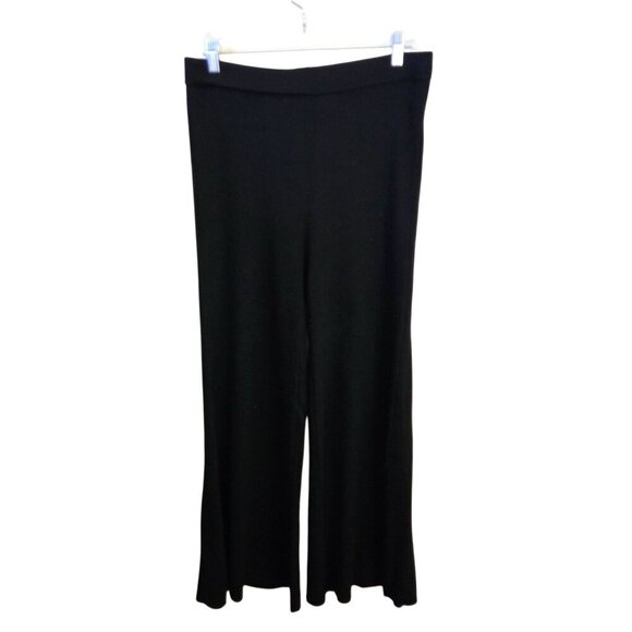 House Of Harlow 1960 Black Ribbed Knit Wide Leg Pull On Pants Size XL - Picture 1 of 5